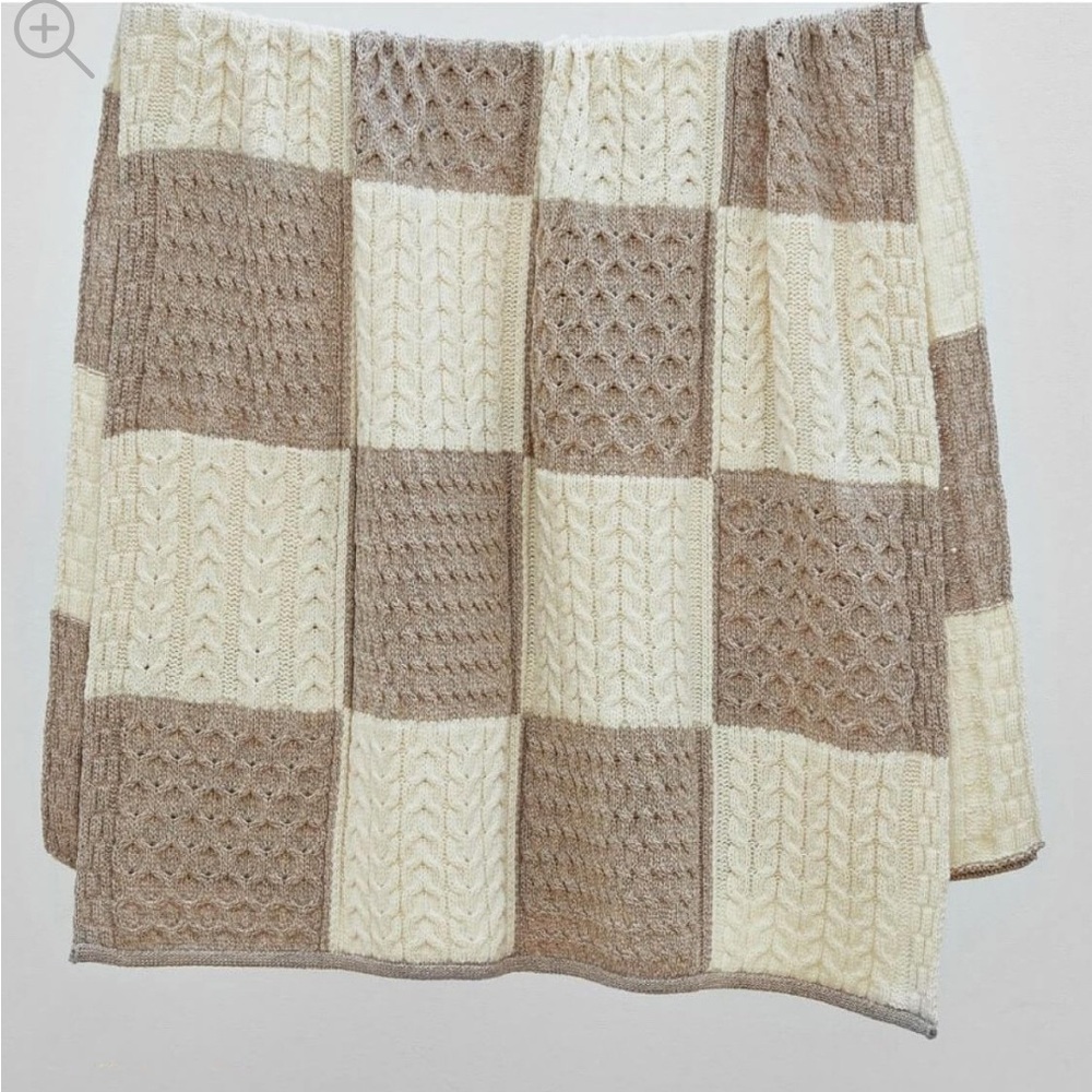 Aran Patchwork Intarsia Wool Throw